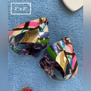 Bold Colorful Origami Acrylic 80’s Earrings Vintage costume cosplay school